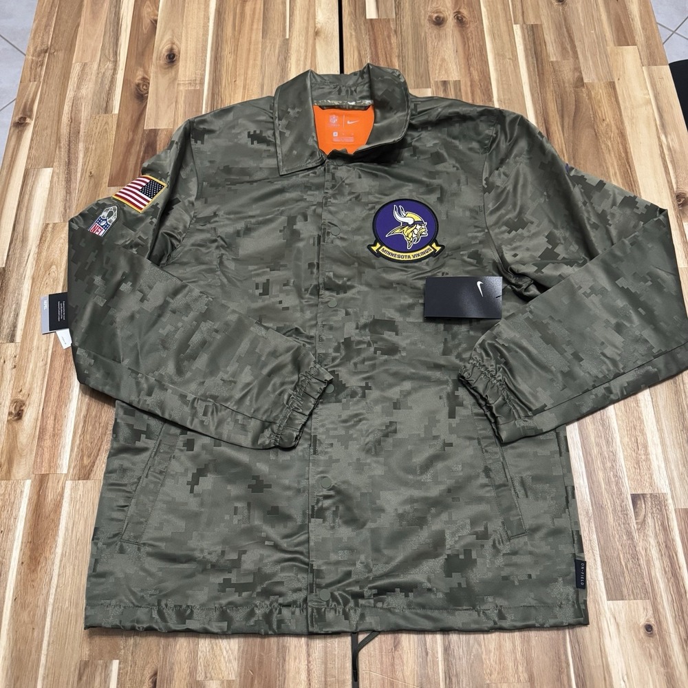 Minnesota Vikings Jacket Mens M Green Camo Nike Salute To Service Bomber NWT